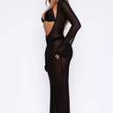 3 Piece Swimsuits for Women Sexy Halter Triangle Thong Bikini Sets with Sheer Mesh Beach Cover Up Dress Vacation Outfits (Black, XS)