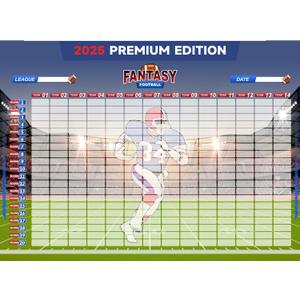 Fantasy Football Draft Board,6 x 4 Feet -Up to 14 Teams & 500+ Player Stickers & Draft Guide