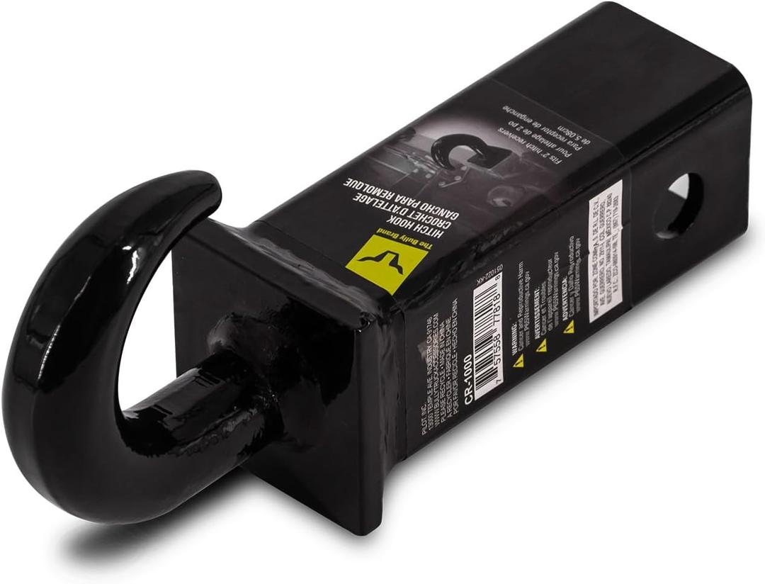 Heavy-Duty 2-Inch Tow Hook with 2x2 Shank - Universal Fit for Standard 2in Receivers | Ideal for Vehicle Recovery & Off-Road Use | Durable Black Powder Coat Finish | Easy Installation
