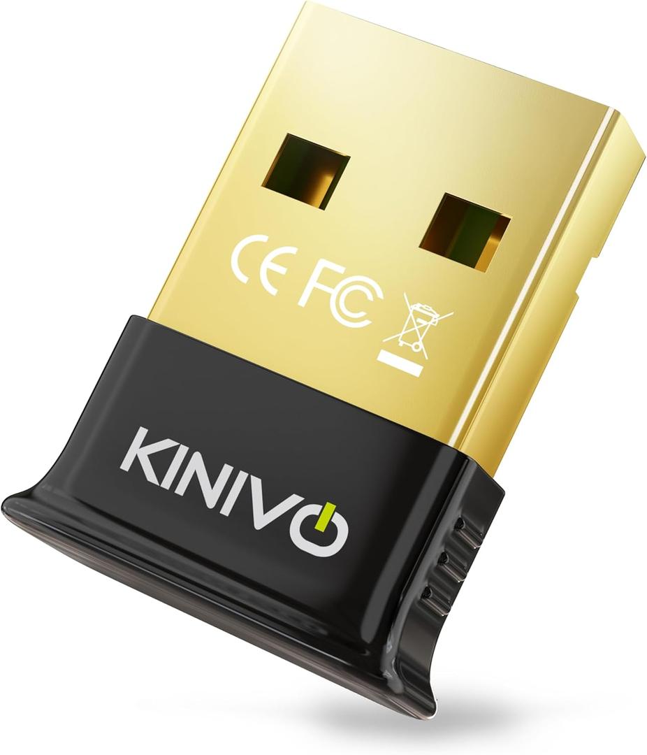 Kinivo USB Bluetooth Adapter for PC (BT 5.3, Plug & Play Wireless Dongle Receiver for Ubuntu, Windows 11/10/8.1)  Works with Laptops, Headsets, Speakers, Mouse, Keyboard, Printers, Gaming Controllers