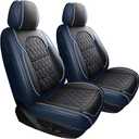 Aierxuan 2Pcs Front Car Seat Covers Full Coverage, Faux Leather Universal Fit Jeep Liberty Renegade Compass Buick Encore Envision Ford Ecosport Ranger Maverick Cadillac, Black-Blue