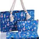 TIASUSAN American Mahjong Tiles Set, 166 White Tiles, Blue Printed Bag with Entire Accessories, 4 All-in-One Rack/Pushers, Mahjong Game Set, Small