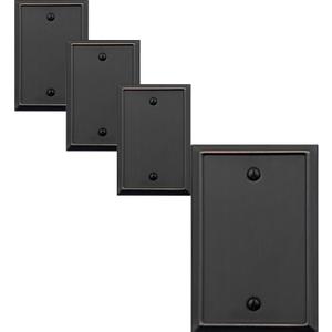 Single Blank Light Switch Cover Aria Metal Wall Plate, 4-Pack Aged Bronze 1 Gang, Light Switch Cover Outlet Cover Decorative Wallplate, Durable
