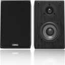 LONPOO Passive Bookshelf Speakers, 75W x 2 Classic Wooden Near Field Monitors with 4-Inch Carbon Fiber Woofer &1-Inch Silk Domed Tweeter 2-Way Loudspeakers,Amplifier Required (Not Inlcuded)
