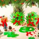 Hollowfly 48 Set Christmas Handprint Wreath Craft Kits DIY Paper Hand Print Wreath Hanging Ornaments Make Your Own Xmas Craft with Stickers for Christmas Home Party Favors School Classroom Activities