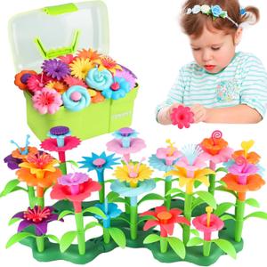 CENOVE Valentines Toys Gifts for 3 4 5 Years Old Toddler Girls Boys,Flower Garden Building Toy STEM Educational Activity Preschool Gift Toys for Kids Age 3+ with Storage Box (Multicolor)