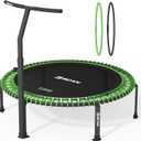 BCAN 500/550 LBS Soft Land Bungees Rebounder Trampoline, 40''/48'' Mini Trampoline for Adult, 2 Set of Bungees, Green