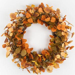 20 inch Fall Wreath Autumn Eucalyptus Wreath Harvest Wreath with Eucalyptus Leaves,Mixed Grain for Front Door Farmhouse Indoor Outdoor Festival Home Thanksgiving Decor