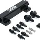 6 Port Vacuum Block Intake Manifold Kit Intake Fuel Wastegate Turbo Boost 1/8NPT for Racing Vacuum Manifold Black
