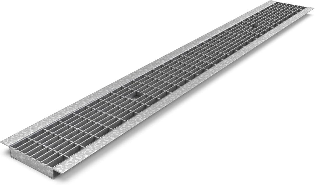 Vodaland Galvanized Stamped Steel Grate B Class 39.4 L x 5.4 Wx .4 H for Use with 4 Inch Internal Trench Drain ADA Rated