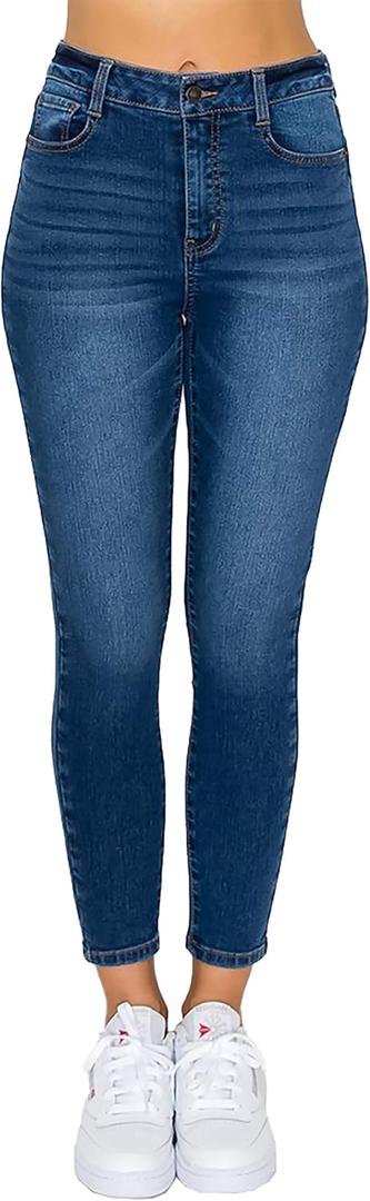 WAX JEAN Women's High Waisted Ankle Skinny 'Comfy Knit Denim' Jeans (7)