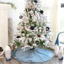 Bunny Chorus Christmas Tree Skirt: 36 Inch Blue and Silver Luxury Velvet Plush Fur Christmas Tree Skirts, Vintage Bright Xmas Tree Holiday Decorations for Christmas Indoor Outdoor Dcor Home Supplies