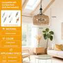 Large Farmhouse Boho Chandelier for Dining Room, 5-Light Rattan Chandelier with Woven Lampshade, Adjustable Height Coastal Hanging Pendant Lighting for Kitchen Bedroom Island Hallway, 5-Lights 18.1 in
