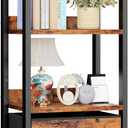 Furologee 4 Tier Bookshelf with Drawer, Tall Bookcase with Shelves, Narrow Bookshelves Storage Organizer, Wood and Metal Display Standing Shelf Unit for Bedroom, Living Room, Rustic Brown