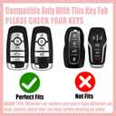 Sparkly Key Fob Cover with Cherry Keychain, Bling TPU Smart Key Case for Women, Compatible with Ford Fusion Mustang Ranger Explorer Expedition Lincoln Aviator Corsair (5-Button, Gold Pink)