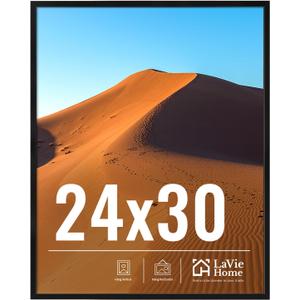 LaVie Home 24x30 Picture Frame for Wall Display, 24x30 Black Picture Frame with HD Plexiglas, 24 x 30 Poster Frame 1 Pack, Display Frame for Vertical or Horizontal, Classic Collection