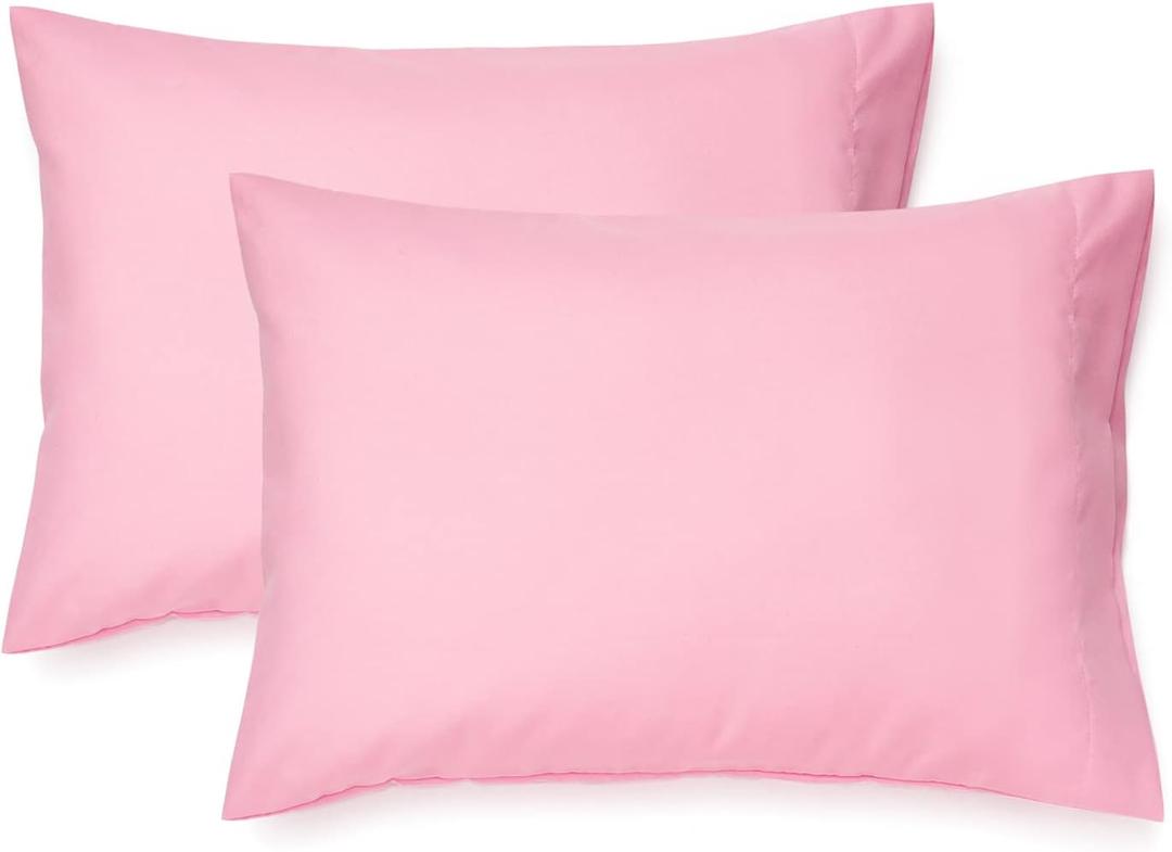 EXQ Home Toddler Pillowcases 13x18 Travel Pillow Case Set of 2, Small Pillow Case Fits Baby Pillow Sized 12x16, 13x18, Kids Pillowcases 2 Pack Machine Washable with Envelope Closure(Pink)