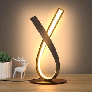 NUR Modern Table Lamp, Stepless Dimmable LED Spiral Lamp for Living Room, Contemporary Nightstand Lamp, Black Bedside Table Lamp for Bedroom, Home, Office