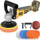 Cordless Buffer Polisher for De-walt 20v Max Battery, Brushless Rotary Car Buffer Polisher, Variable Speed 1000-6000 RPM, Detachable Handle Polisher for Car Detailing,Sanding Waxing (No Battery)
