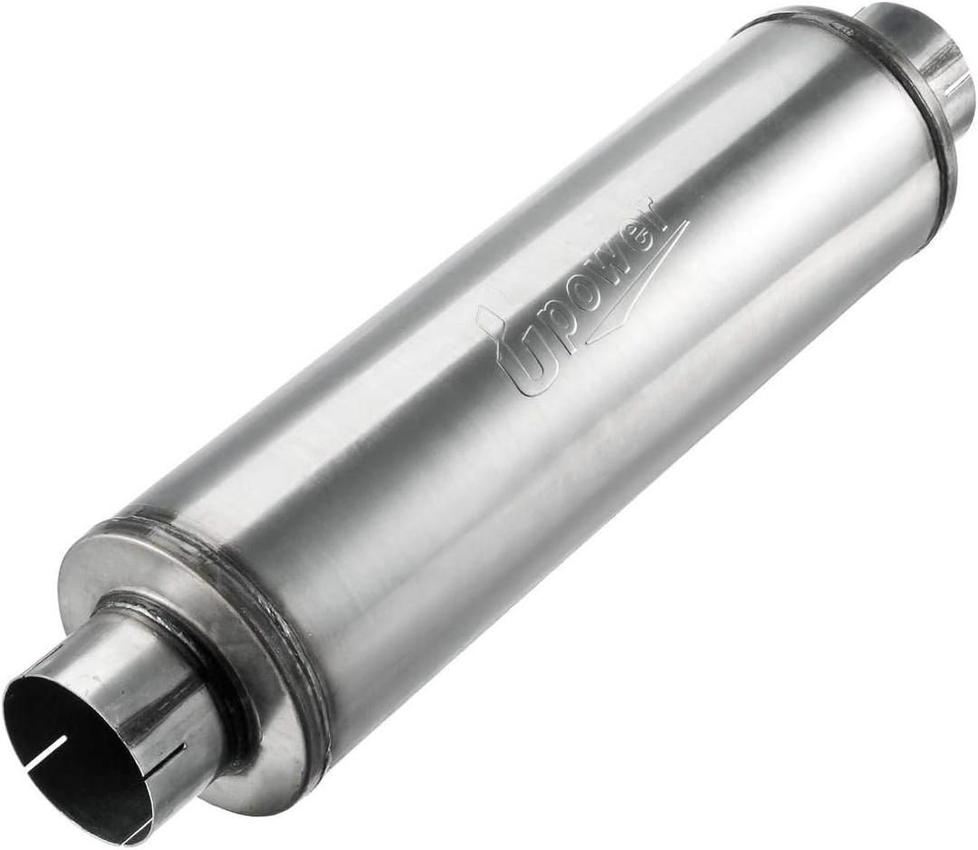 Upower 4" Inlet Diesel Exhaust Muffler 7" x 24" Body 30" Whole Length XS2772 - Straight Through Stainless Steel Welded On Resonator Muffler