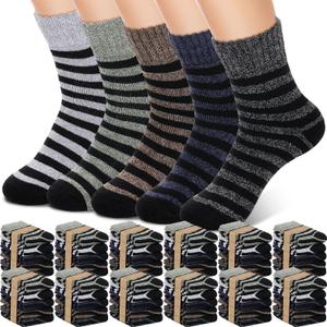 Newcotte 60 Pairs Winter Thermal Socks Bulk Thick Soft Warm Socks for Women Men Unisex Christmas Donation Charity Gifts (Dark Color)