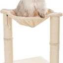 Amazon Basics Cat Tower with Hammock Bed and Scratching Post for Indoor Cats, Easy to Assemble, Interactive Hanging Ball, 15.8" x 15.8" x 19.7", Beige