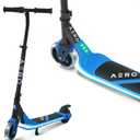 Aero iSporter Kids Electric Scooter | Hand Acceleraor & LED Lights | Electric scooters for Boys Girls Ages 6-12 | Rubber Deck Mat, Battery Indicator& Adjustable Heights