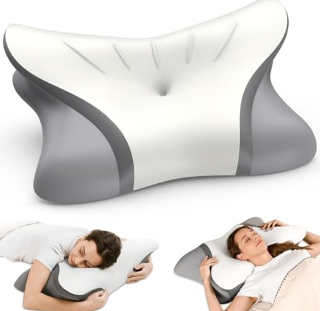 Cervical Neck Pillow - Cooling Pillow for Neck Pain Relief, Ergonomic Side Sleeper Pillow for Sleeping, Contour Memory Foam Pillows for Neck Support, Orthopedic Bed Pillow for Back Sleepers (White)