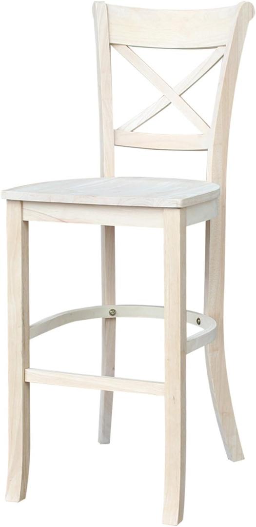 IC INTERNATIONAL CONCEPTS Charlotte Bar Stool, 30-Inch, Ready to Finish