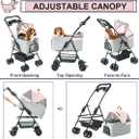 3-in-1 Pet Stroller for Small Dogs and Cats, Folding Lightweight Dog Stroller with Detachable Carrier Portable Cat Puppy Jogging Stroller with Cup Holder and Storage Basket, 4 Wheels