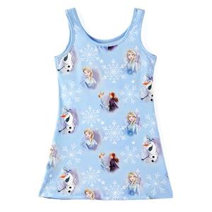 Disney Frozen Elsa & Anna Toddler Girl Tank Dress Blue Snowflake Print Sleeveless A-Line Sundress Birthday Party Casual Summer Outfits Clothes 4-5T