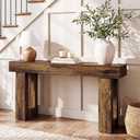 LITTLE TREE 63 Inches Long Sofa Table, Industrial Console Table for Entryway, Wooden Sofa Table for Living Room, Behind Couch Table, Rectangle Hallway Foyer Table for Entrance, Rustic Brown