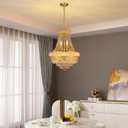 Gifarich Gold Crystal Chandeliers for Dining Room，6-Lights D15 Inch