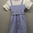 Girls Blue Plaid Costume Halloween Dress up Outfits with Accessories (140 (8-9T))