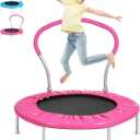 36 Inch Kids Trampoline: Mini Trampoline with Handle Indoor Outdoor Use, Toddler Small Fitness Rebounder (PINK)