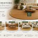 8 ft Round Handwoven 100% Natural Jute Area Rug, Reversible