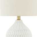 Signature Design by Ashley Wardmont 18" Modern Dimensional Design Ceramic Table Lamp, White