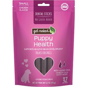 2 x Get Naked Grain Free 1 Pouch 6.2 Oz Puppy Health Dental Chew Sticks, Small