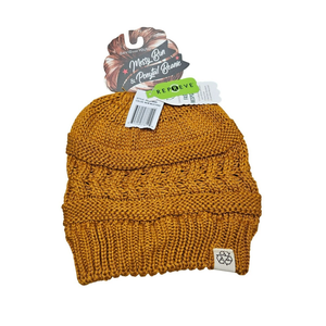 Thick Knit Soft Stretch Beanie Cap, Brown