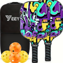 Pickleball Paddles Set of 2 Pickle Rackets: 4 Balls and 1 Carry Bag - Lightweight Fiberglass Pickle Ball Paddle