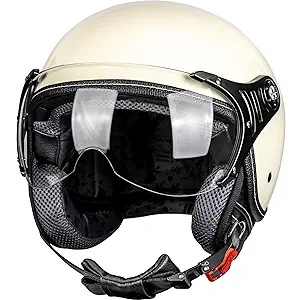 3/4 Motorcycle Helmets Retro Open Face Vespa Scooters Helmet with Clear Visor for Men and Women- DOT Approved (Small)