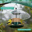 Gbekery Metal Bird Feeder for Outdoor Hanging with 12 Weatherproof Dome, Weather Resistant Wild Bird Feeder with 360 Degree Feeding Tray, Green