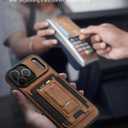 for iPhone 17 Pro Leather Case, Wallet Case with Card Holder (3 Cards) & Kickstand, Slim Protective Cover with Stand for iPhone 17 Pro 6.3"Brown