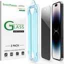 amFilm Auto-Alignment OneTouch for iPhone 14 Pro Max [6.7''] Privacy Screen Protector,Tempered Glass, 30 Seconds Installation, Bubble Free, Case Friendly, Anti-Scratch [2Pack]