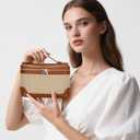 KKXIU Straw Crossbody Bags for Women,Top Handle Beach Bag & Clutch Raffia Summer Purse Shoulder Handbags with Adjustable Belt