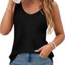 BTFBM Sweater Vest Women 2026 Spring Summer Sleeveless V Neck Sparkle Knit Basic Loose Fit Tank Tops Vacation Outfits (L)