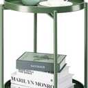 danpinera 2 Tier Metal Side Table with Removable Tray, End Table Outdoor Small Accent Table, Anti-Rust Green Nightstand for Bedroom Balcony Patio (Dark Green)