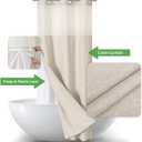 Eachope Stall No Hooks Needed Linen Textured Shower Curtain with Snap-in Fabric Liner Set,Hotel Luxury Decor Shower Curtains for Bathroom with Mesh Top Window,Waterproof & Washable,36Wx74H,Cream