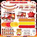Fire Truck Birthday Party Decorations Kit 62PCS Fire Truck Balloons, Firefighter Theme Supplies with Banner, Table Cover, Cake Toppers, Tattoo Stickers for Kids & Boys Party
