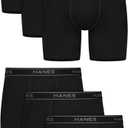 Hanes Men's Underwear Boxer Brief Pack, Performance Stretch Underwear, Moisture-wicking Boxer Briefs for Men, 6-pack, Large, Black